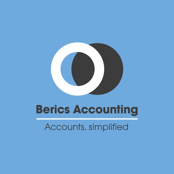 Berics logo - square - blue background
