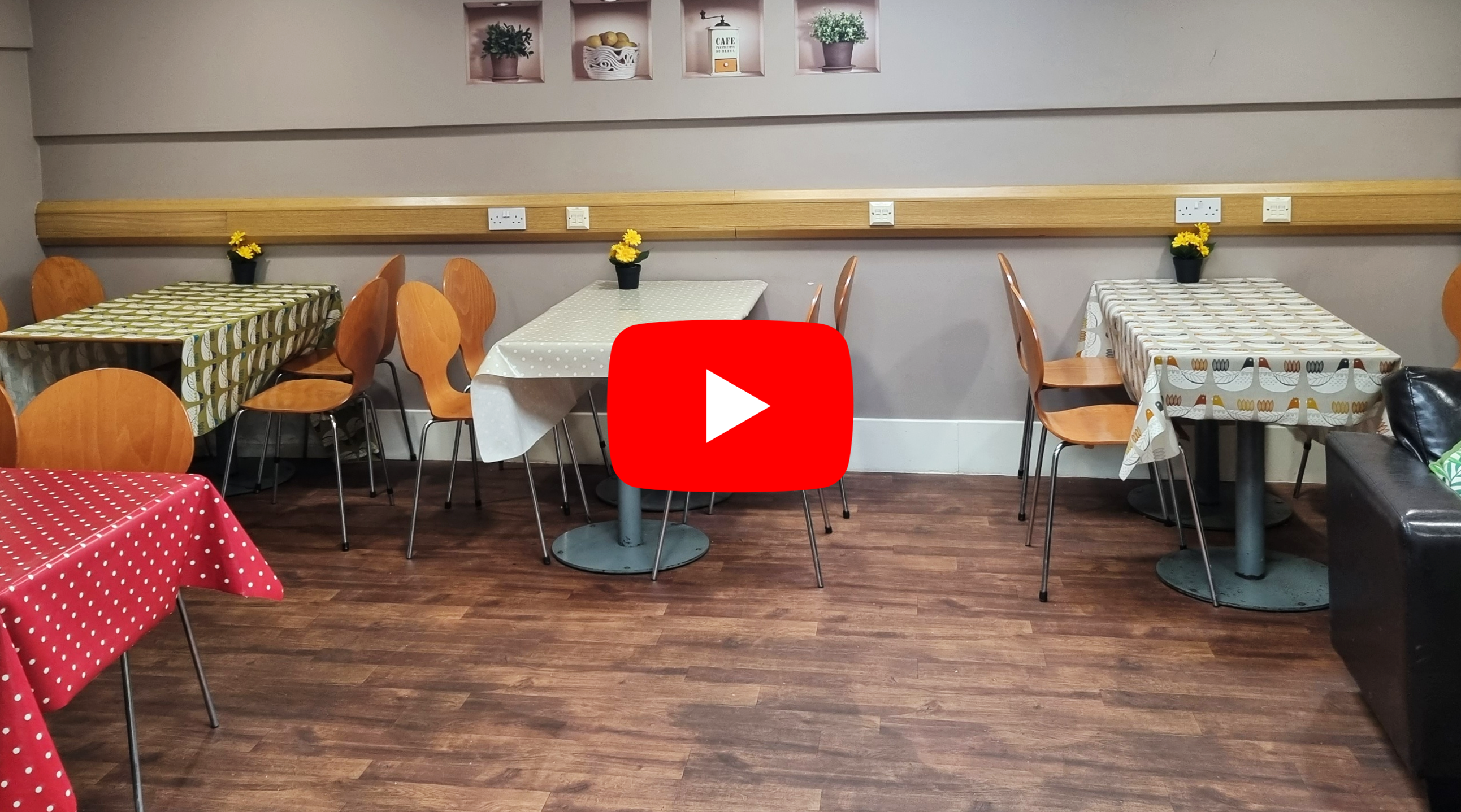 Front facing cafe with seating area